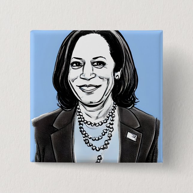 Macaron Carré 5 Cm Kamala Harris Caricature politique (Devant)