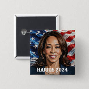 Macaron Carré 5 Cm Kamala Harris et American Flag