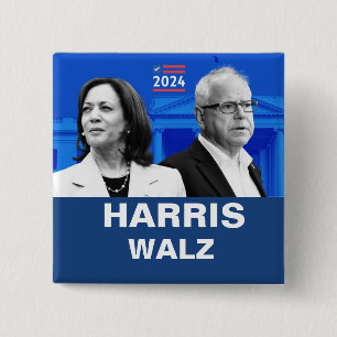 Macaron Carré 5 Cm Kamala Harris et Tim Walz 2024