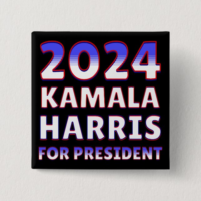 Macaron Carré 5 Cm Kamala Harris pour le président 2024 (Devant)