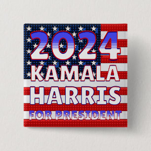Macaron Carré 5 Cm Kamala Harris pour le président 2024