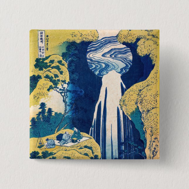 Macaron Carré 5 Cm Katsushika Hokusai - Chutes Amida (Devant)
