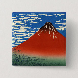 Macaron Carré 5 Cm Katsushika Hokusai - Vent Fin, Matin Clair