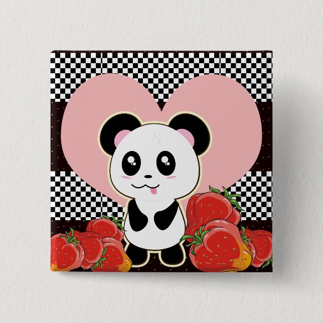 Macaron Carré 5 Cm Kawaii Panda mignonne (Devant)