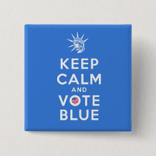 MACARON CARRÉ 5 CM KEEP CALM AND VOTE BLUE