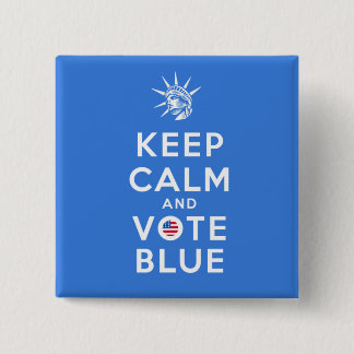 MACARON CARRÉ 5 CM KEEP CALM AND VOTE BLUE