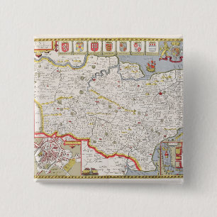 Macaron Carré 5 Cm Kent, gravé par Jodocus Hondius