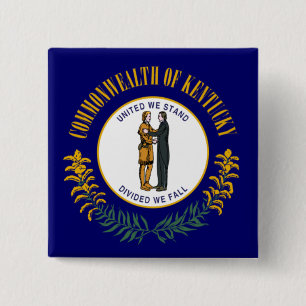 Macaron Carré 5 Cm Kentucky : Drapeau d'État américain du Commonwealt