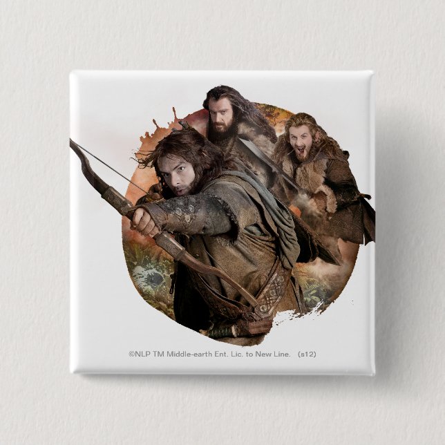 Macaron Carré 5 Cm Kili, THORIN OAKENSHIELD™ et Fili (Devant)