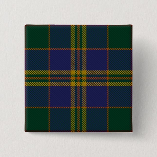 Macaron Carré 5 Cm Kilkenny Comté Tartan irlandais (Devant)