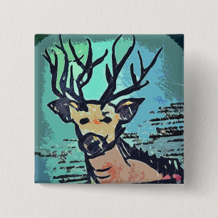 Macaron Carré 5 Cm King of The Wood // Hirsch / Deer Button Pin
