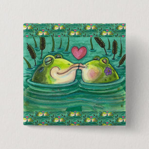 MACARON CARRÉ 5 CM KISSING FROGS COLORFUL & CUTE POND ROMANCE, FUNNY