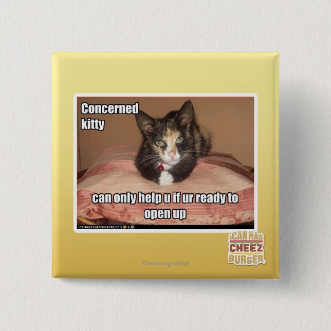 Macaron Carré 5 Cm Kitty intéressé (Devant)