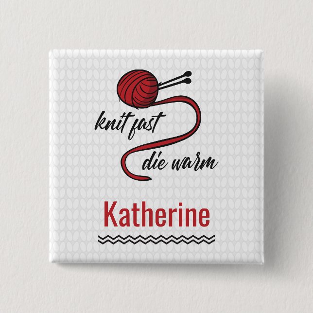 Macaron Carré 5 Cm Knit Rouge Rapide, Mourir Chaud (Devant)