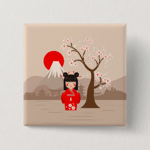 Macaron Carré 5 Cm Kokeshi - Poupée japonaise