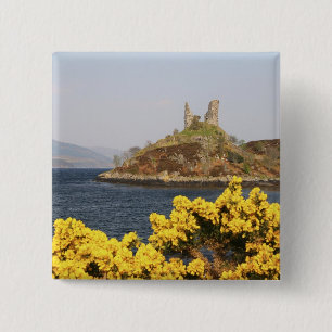 Macaron Carré 5 Cm Kyleakin, Écosse. Les ruines antiques de 2