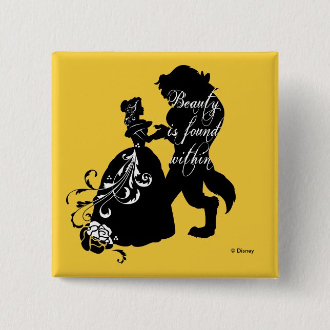 Macaron Carré 5 Cm La Beauté Et La Bête | La beauté se trouve à l'int (Devant)