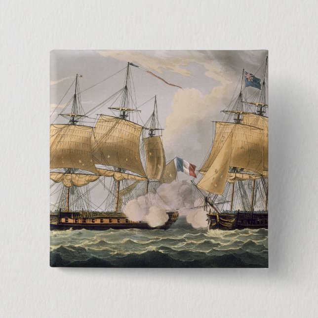 Macaron Carré 5 Cm La capture de la La Clorinde, le 26 février 1814, (Devant)