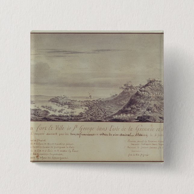 Macaron Carré 5 Cm La capture française Grenada, 1779 (Devant)