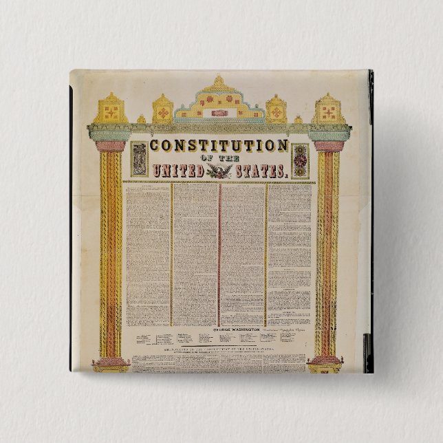 Macaron Carré 5 Cm La constitution des Etats-Unis d'Amérique (Devant)