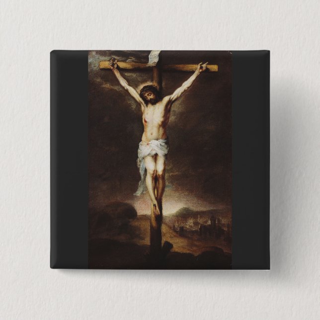 Macaron Carré 5 Cm La Crucifixion par Bartolome Esteban Murillo (Devant)