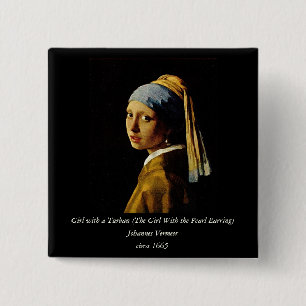 Macaron Carré 5 Cm La fille avec un Turban / la fille avec l'oreille