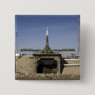 Macaron Carré 5 Cm La fusée de Soyuz est érigée en le place 6