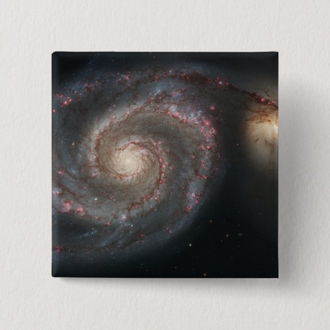 Macaron Carré 5 Cm La galaxie tourbillon (M51) et la galaxie d'accomp (Devant)