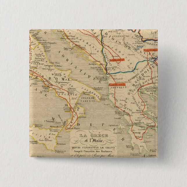 Macaron Carré 5 Cm La Grece et l'Italie, 306 a 410, ap JC (Devant)