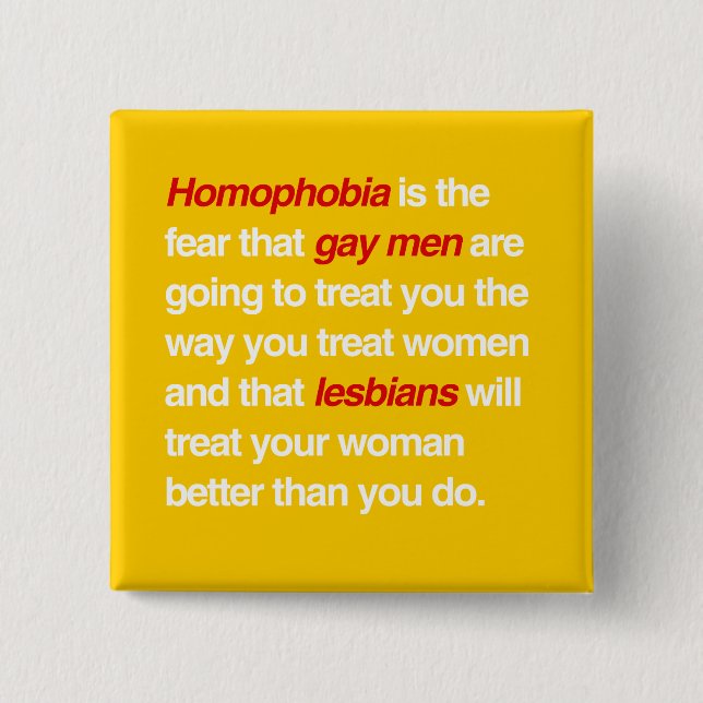 MACARON CARRÉ 5 CM LA HOMOPHOBIE EST LA CRAINTE QUE LES HOMOSEXUELS (Devant)