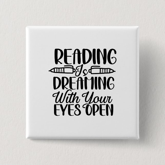 Macaron Carré 5 Cm La Lecture Rêve Avec Vos Yeux Ouverts (Devant)