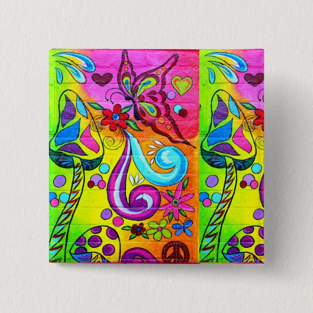 Macaron Carré 5 Cm la magie répand bouton super (Devant)