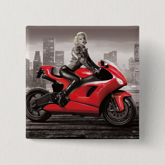 Macaron Carré 5 Cm La Moto de Marilyn (Devant)