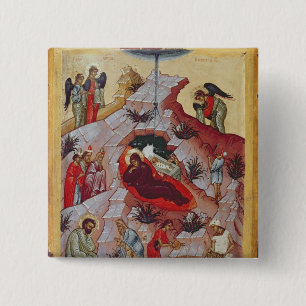 Macaron Carré 5 Cm La nativité, icône russe, XVIème siècle