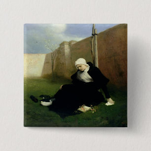 Macaron Carré 5 Cm La nonne dans le jardin de cloître, 1869