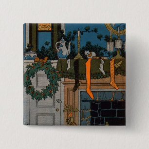 Macaron Carré 5 Cm La nuit avant Noël par Denlow, 1903 (couleur