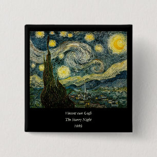 Macaron Carré 5 Cm La nuit étoilée de Vincent van Gogh (1889)