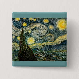 Macaron Carré 5 Cm La nuit étoilée de Vincent van Gogh (1889)