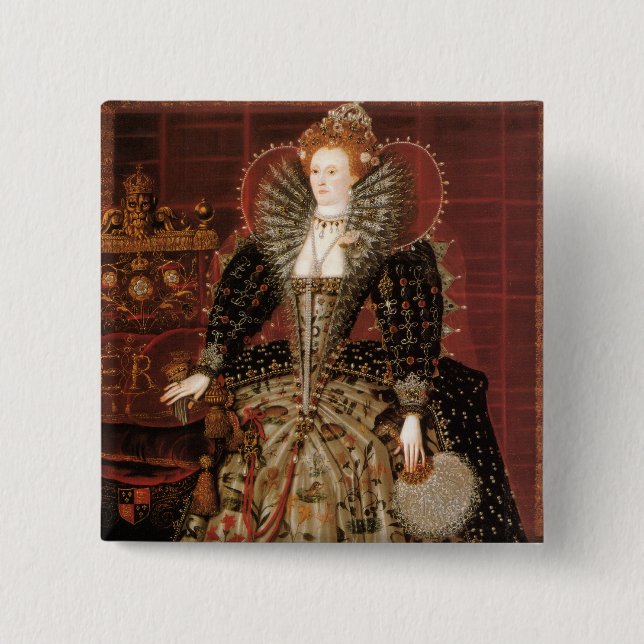 Macaron Carré 5 Cm La Reine Elizabeth I de l'Angleterre (Devant)