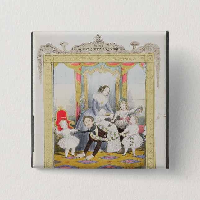 Macaron Carré 5 Cm La reine et le prince Albert à la maison (Devant)