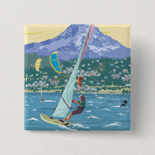 Macaron Carré 5 Cm La rivière Hood, surfers d'ORWind et pensionnaires