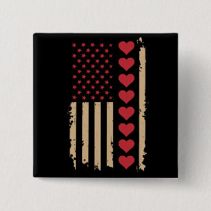 Macaron Carré 5 Cm La Saint-Valentin Cœurs Drapeau américain