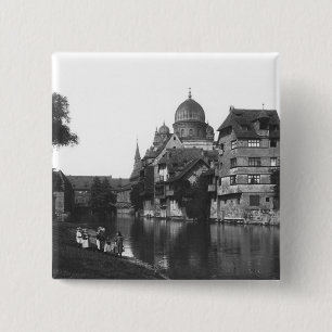 Macaron Carré 5 Cm La synagogue à Nuremberg, c.1910