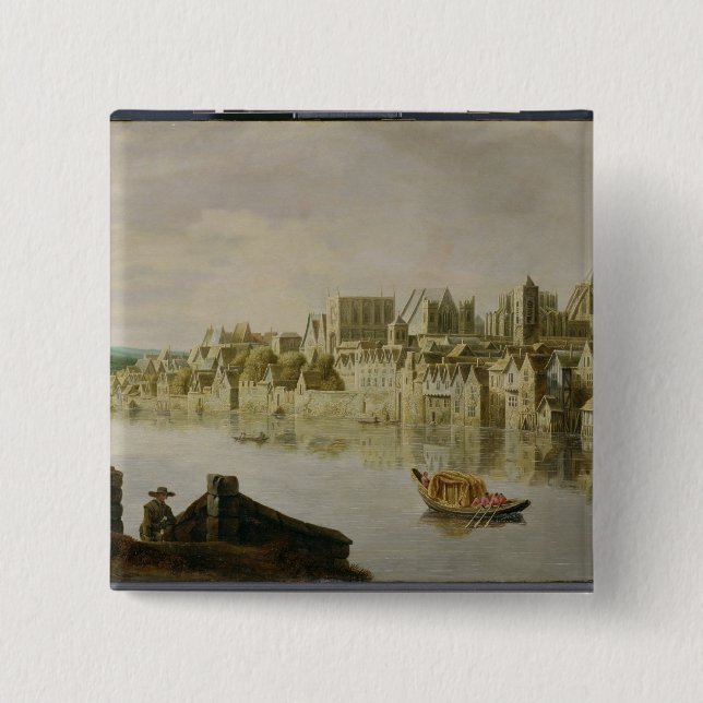 Macaron Carré 5 Cm La Tamise aux escaliers de Westminster, c.1630 (Devant)