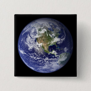 Macaron Carré 5 Cm La terre montrant l'hémisphère de l'ouest
