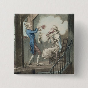 Macaron Carré 5 Cm La toilette du commis d'une mandataire, gravée pa