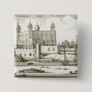 Macaron Carré 5 Cm La tour de Londres, 1647 (gravure)