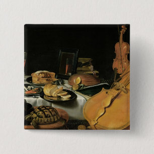 Macaron Carré 5 Cm La vie toujours avec des instruments de musique,