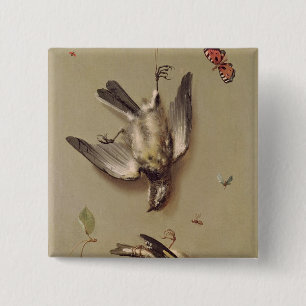 Macaron Carré 5 Cm La vie toujours des oiseaux et des cerises morts,
