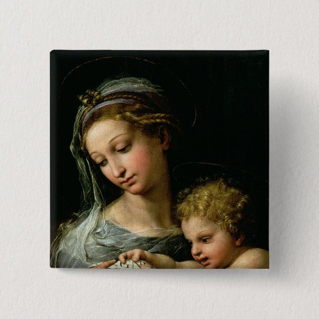 Macaron Carré 5 Cm La Vierge du rose, c.1518 (Devant)